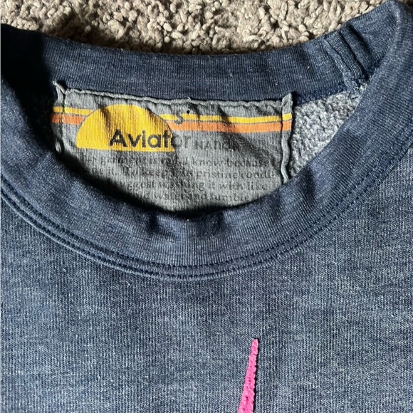 Aviator Nation Bolt Chevron Stripe Sweatshirt Dark Blue Gray Size Small - Picture 4 of 9